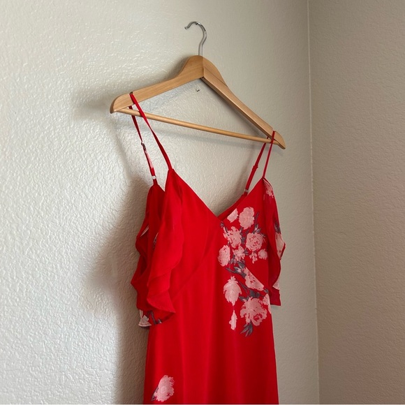 NWT, Lulus Love in Bloom Red Floral Print Off-the-Shoulder High-Low Dress, S - Picture 9 of 15